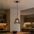 Globo LED-Pendelleuchte Gitteroptik schwarz-matt, gold, H 120cm