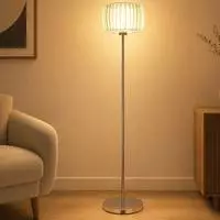 Led Stehleuchte Stehlampe Wohnzimmerlampe Fu&szlig;schalter Silber Chrom H 150 Cm