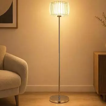 Globo LED-Stehleuchte chrom, warmwei&szlig;, 150cm, Fu&szlig;schalter