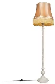 QAZQA Classico Stehlampe grau mit Granny-Lampenschirm gold (95297)
