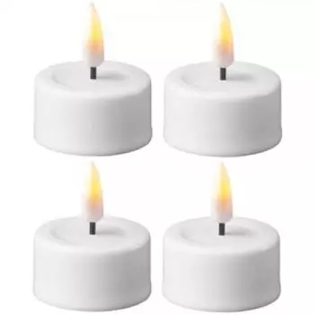 Deluxe Homeart LED-Teelichter flammenlos, weiß, 4er-Set (3,5x4cm)
