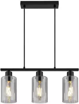 Globo Hadera Pendelleuchte, Metall schwarz matt, Rauchglas, h&ouml;henverstellbar (11763462-0)