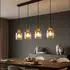 Globo ALEIDIS Pendelleuchte, Holz/Glas, braun, 4-flammig, H 120cm