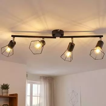 Globo LED-Deckenleuchte Geflecht schwarz 4-flammig, 70cm