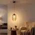 Globo Pendelleuchte LED warmweiß, Metall/Glas, schwarz/orange (EEK E)