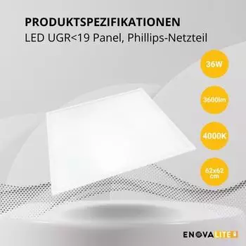 ENOVALITE LED-Panel 62x62cm 36W 4000K UGR<19 (ELED600106)