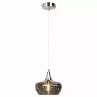 Led Pendelleuchte H&auml;ngelampe Silber Esszimmerlampe Glas Rauchfarben H 150 Cm