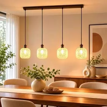 Globo Mosaik Pendelleuchte schwarz, Metall/Glas, 4-flammig, H 120cm