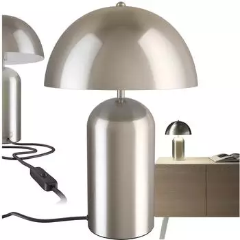 TecTake Altea Retro-Tischlampe Pilzdesign 40W, Nickel matt