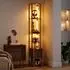 HomCom Stehlampe dimmbar mit Regalen und Schublade, rustikal-braun (B31-551V90RB)