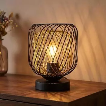 Globo LED-Tischleuchte Metall schwarz Gitteroptik H 24,5cm