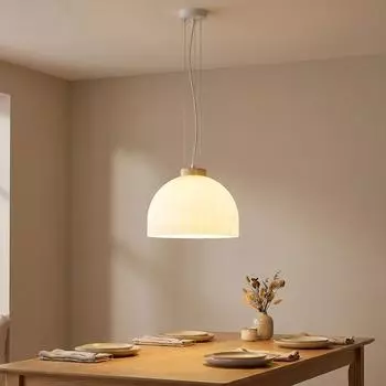 Globo LED-Pendelleuchte Metall/Glas, wei&szlig;, h&ouml;henverstellbar, &Oslash; 30cm