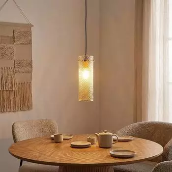 Globo LED-Pendelleuchte gemustert, goldfarben, H 120cm