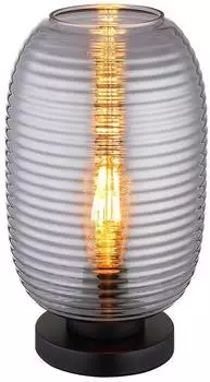 Globo LED-Tischleuchte, schwarz, Glas rauchfarben, H 34,5cm