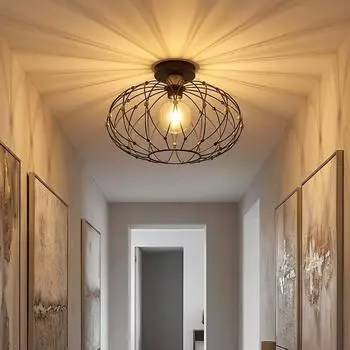 Globo GREYS LED-Deckenleuchte Gitteroptik schwarz Metall &Oslash;40cm