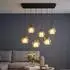 Globo BARRY LED-Pendelleuchte 6-flammig, schwarz, Glas Rauchoptik, H 120cm