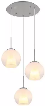 Globo LED-Pendelleuchte, h&ouml;henverstellbar, Glaskugeln, verchromt, H 120cm