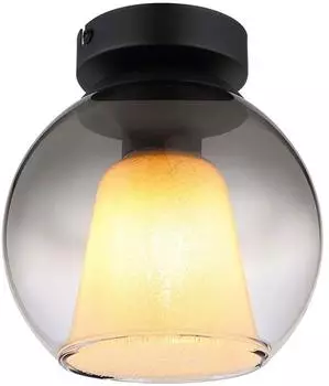 Globo Barry LED-Deckenleuchte, schwarz, Glas rauchfarben, H 19cm