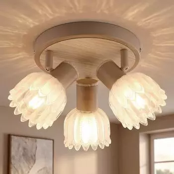 Globo PLANTA LED-Deckenleuchte 3-flammig, schwenkbar, beige, Metall/Glas