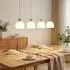 Globo SWANSON LED-Pendelleuchte, Metall/Glas/Holz, weiß, höhenverstellbar