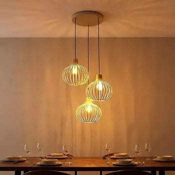 Globo MATEO Pendelleuchte, Metall, beige, 3-flammig, h&ouml;henverstellbar