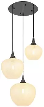 Globo Pendelleuchte LED 3-flammig, Glas mit Kristallen, schwarz