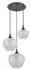 Globo Pendelleuchte LED 3-flammig, Glas mit Kristallen, schwarz
