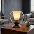 Globo BARRY LED-Tischleuchte, Glas, schwarz, Rauchoptik, H 19cm