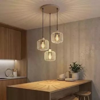 Globo LED-Hängeleuchte 3-flammig, Metall beige, Ø44cm