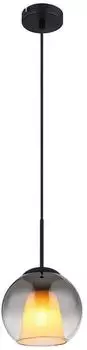 Globo LED-Pendelleuchte, Glas rauchfarben, schwarz, H 120cm