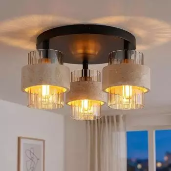 Globo LED-Deckenleuchte 3-flammig, schwarz, Glas, &Oslash; 37,5cm