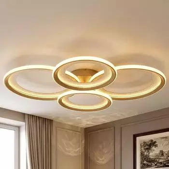 Globo LED-Deckenleuchte, Ringe verstellbar, sandfarben, 85,5cm