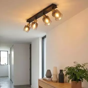 Globo LED-Deckenstrahler 4-flammig, schwarz, Metall (H 18,2cm)