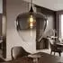 Globo LED-Pendelleuchte Rauchglas, schwarz, Metall, H 120cm