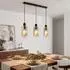Globo LED-Pendelleuchte, Metall schwarz, Holz braun, Glas rauchfarben, H 150cm