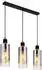 Globo LED-Pendelleuchte, Metall schwarz, Holz braun, Glas rauchfarben, H 150cm