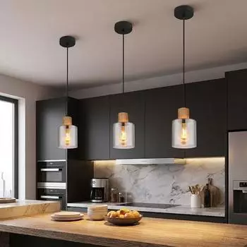 Globo LED-Pendelleuchte Glas rauchfarben, schwarz, 120cm