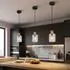 Globo LED-Pendelleuchte Glas rauchfarben, schwarz, 120cm