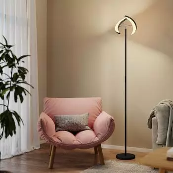 HomCom LED-Stehlampe RGB, dimmbar, 350° drehbarer Doppelkopf, schwarz