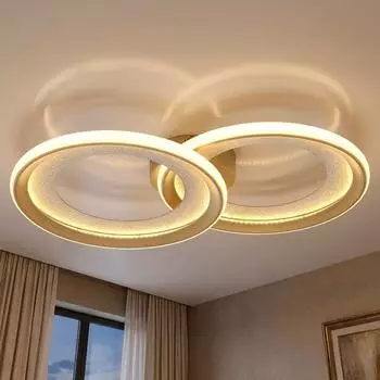 Globo LED-Deckenleuchte Metall sandfarben, schwenkbare Ringe, 52,5cm