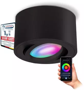 SSC-LUXon CELI-1BM Aufbaustrahler schwarz, schwenkbar, RGB CCT WiFi (2748)