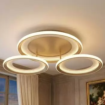 Globo LED-Deckenleuchte schwenkbare Ringe, Metall sand, 62,5cm