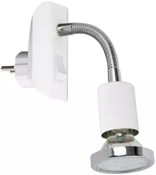 Trango FLEXI Steckerleuchte weiß matt, GU10 3W warmweiß, ON/OFF Schalter (11-056)