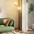 HomCom Stehlampe LED 3 Farbtemperaturen, dimmbar, Glaskugelschirme, gold