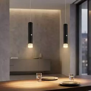 Globo LED-H&auml;ngeleuchte schwarz, Akku, Touchdimmer, 2-flammig, H 120cm
