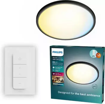 Philips Deckenleuchte Superslim AIO schwarz (929004677201)
