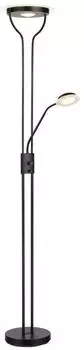 Globo LED-Stehleuchte dimmbar, Lesearm und Fluter verstellbar, schwarz matt, H 180cm