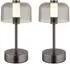 Globo Pilz-Tischleuchte schwarz, Touchdimmer, CCT, H 25cm, 2er-Set