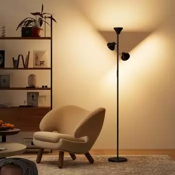 HomCom Stehlampe mit Leselampe, dimmbar, RGB-Farbwechsel (B31-601V90BK)
