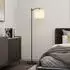 HomCom LED-Stehlampe, stufenlos dimmbar, Stoffschirm, schwarz/cremeweiß